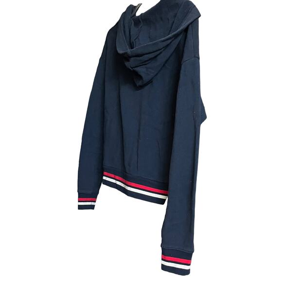 AERO LONG SLEEVE HOODIE SWEATSHIRT, WOMENS, S, NAVY BLUE RED WHITE, FRONT TIE - Picture 6 of 10